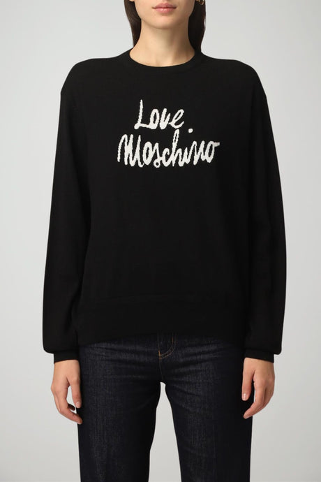 Love Moschino Maglia Donna con lettering a contrasto