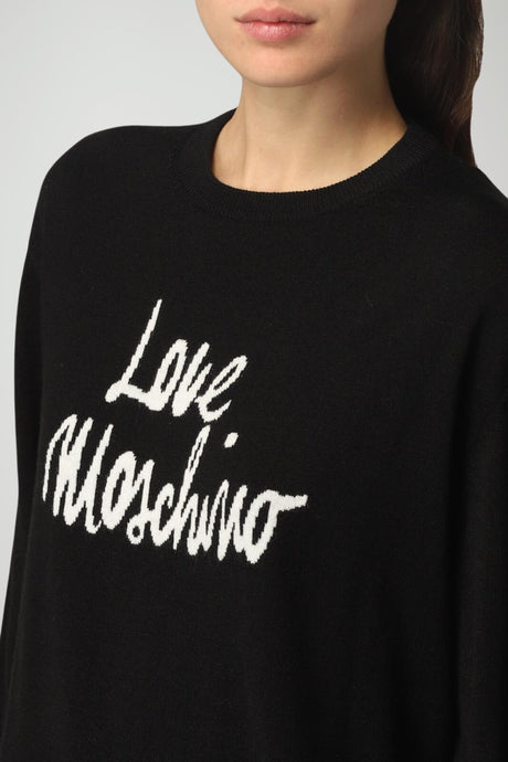 Love Moschino Maglia Donna con lettering a contrasto