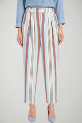 Lydia Maison Pantaloni Donna Chino con Righe Multicolore