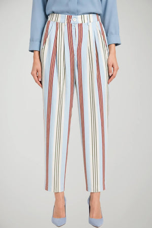 Lydia Maison Pantaloni Donna Chino con Righe Multicolore