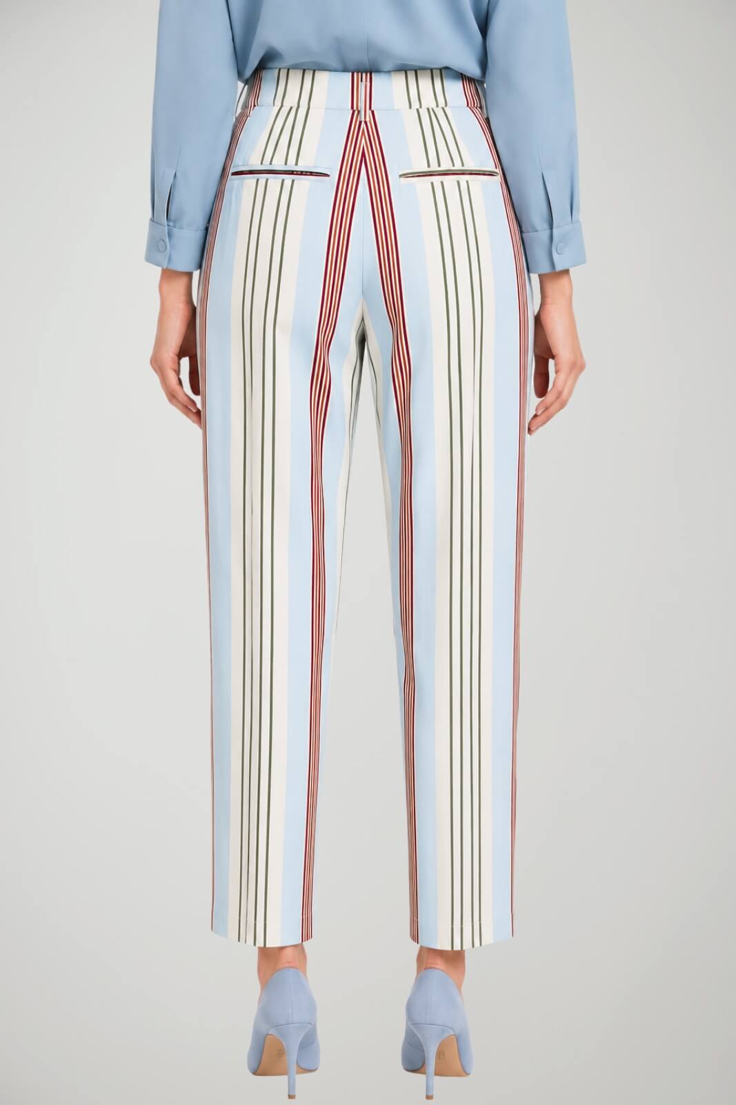 Lydia Maison Pantaloni Donna Chino con Righe Multicolore