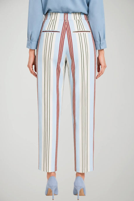 Lydia Maison Pantaloni Donna Chino con Righe Multicolore