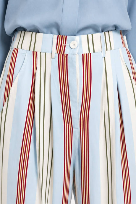 Lydia Maison Pantaloni Donna Chino con Righe Multicolore