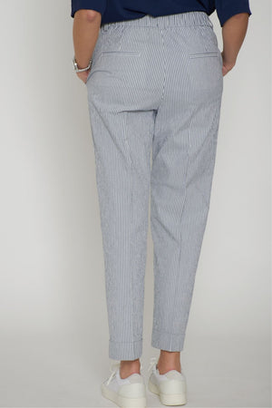 Peserico Easy Women's Seersucker Trousers with Striped Pattern