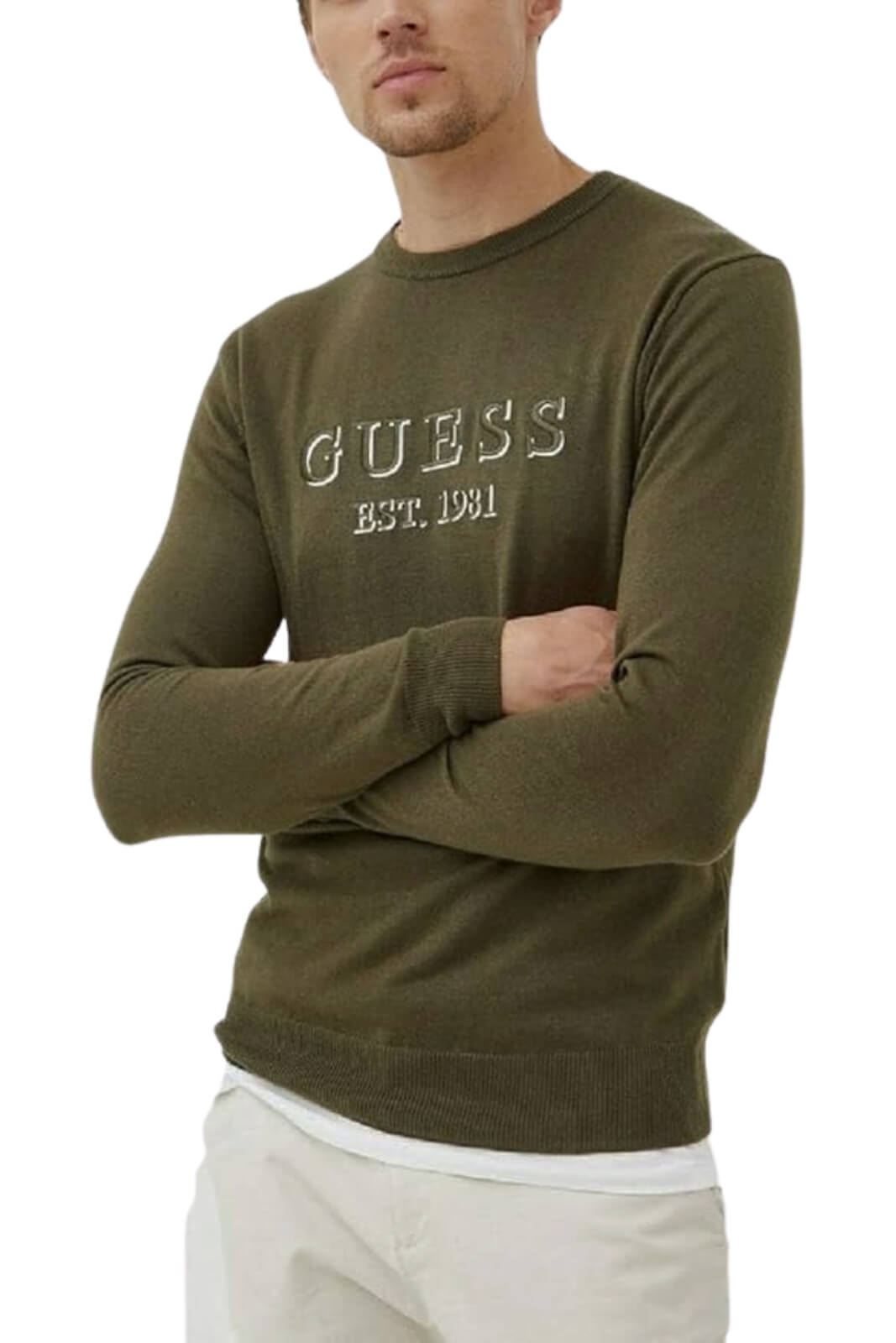 Guess Men's Jersey with embossed logo embroidery