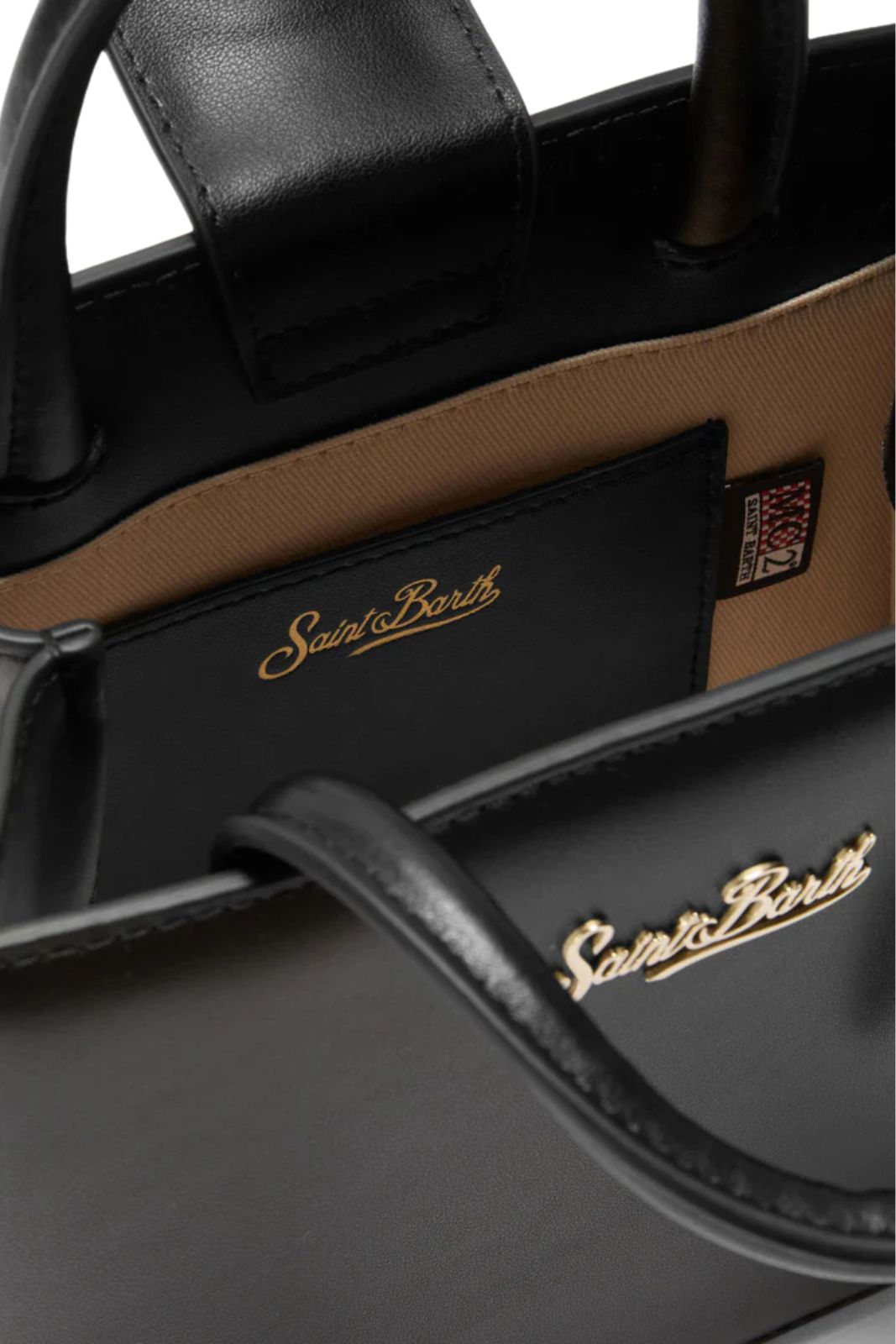 MC2 Saint Barth Borsa in pelle nera con logo dorato