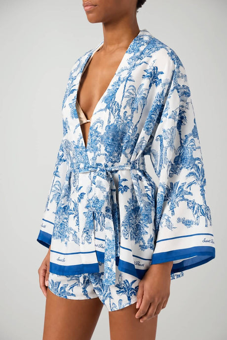 MC2 Saint Barth Kimono Donna  Silk Habotai Jungle Oceania