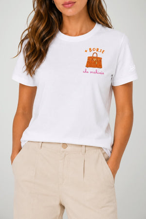 MC2 Saint Barth T-shirt Donna Borse Occhiaie Strass