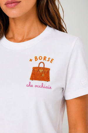 MC2 Saint Barth T-shirt Donna Borse Occhiaie Strass