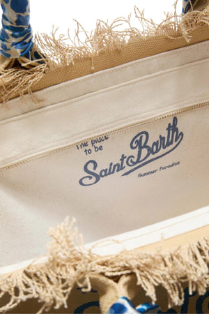 Borsa da mare in canvas MC2 Saint Barth con frange e foulard
