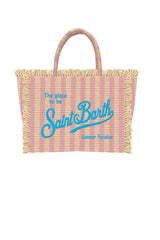 Borsa da mare MC2 Saint Barth Colette a righe con frange
