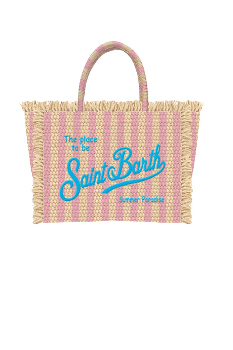 Borsa da mare MC2 Saint Barth Colette a righe con frange