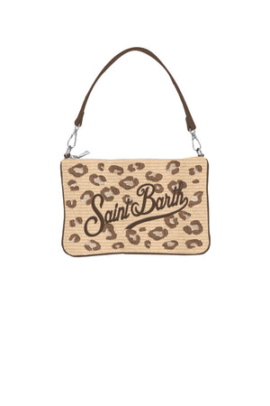 Borsa da donna in paglia MC2 Saint Barth in fantasia leopardata
