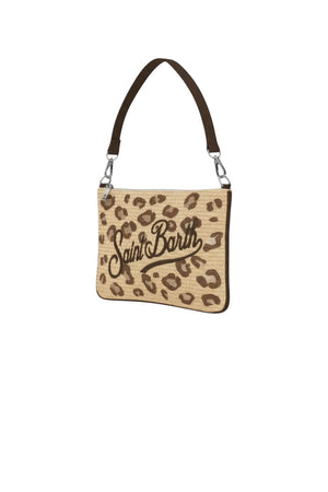 Borsa da donna in paglia MC2 Saint Barth in fantasia leopardata