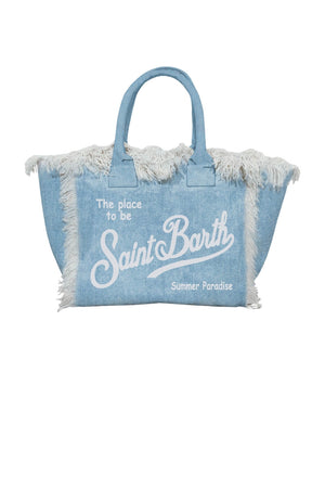 Borsa piccola da donna MC2 Saint Barth in denim con frange