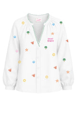 Camicia da donna MC2 Saint Barth con ricami e scollo a V
