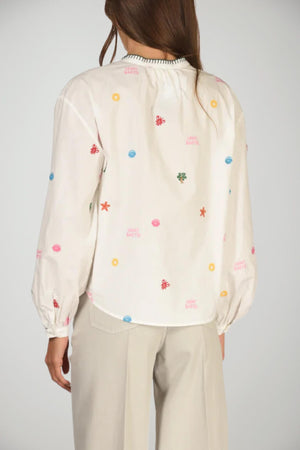 Camicia da donna MC2 Saint Barth con ricami e scollo a V