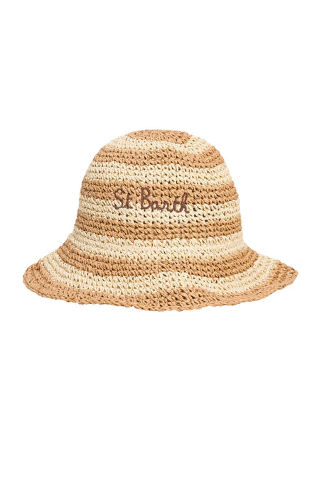 Cappello da donna MC2 Saint Barth in rafia a righe
