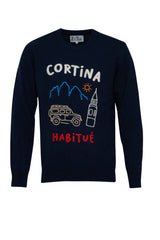 Maglione da uomo MC2 Saint Barth con ricamo cortina habituè fronte