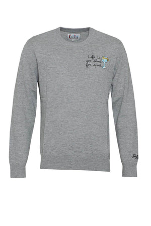 Maglia da uomo MC2 Saint Barth a girocollo con lettering fronte