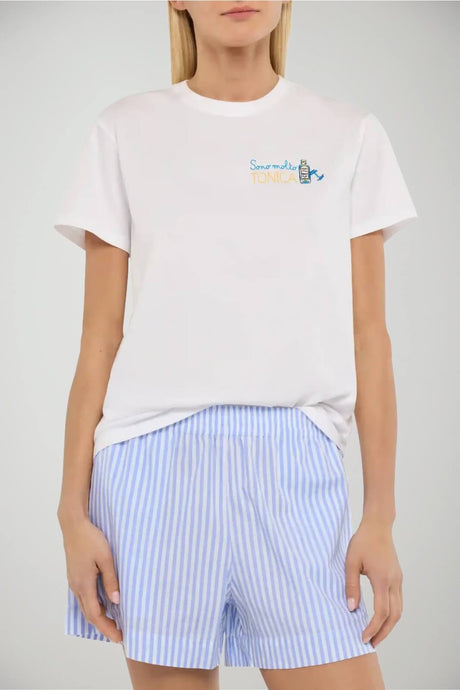 T-shirt da donna MC2 Saint Barth a maniche corte con scritta a contrasto