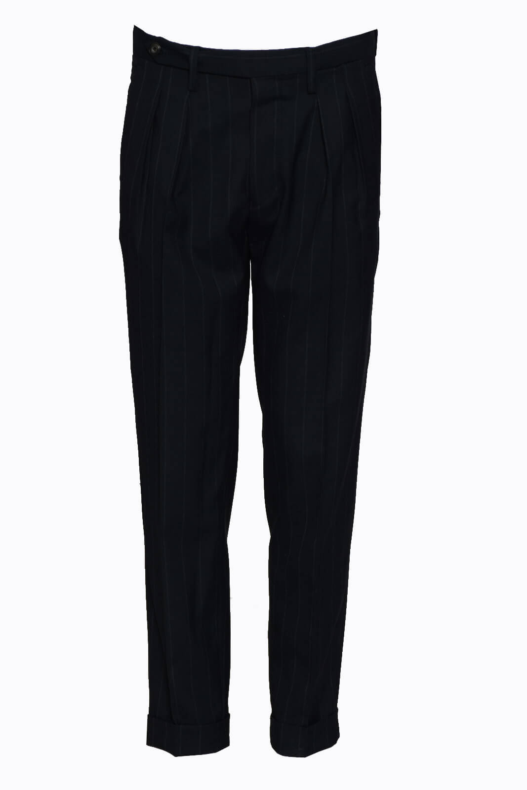 Pantalones de raya diplomática con doble pinza para hombre de Michael Coal