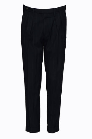 Pantalones de raya diplomática con doble pinza para hombre de Michael Coal
