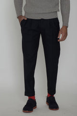 Pantalones de raya diplomática con doble pinza para hombre de Michael Coal