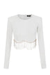 Elisabetta Franchi Women's sweater with rhinestones and beads on the bottom
