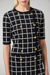 Elisabetta Franchi women's jacquard cardigan with logo and gold buttons
