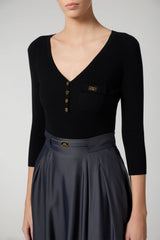Elisabetta Franchi women's micro-ribbed sweater with pocket
