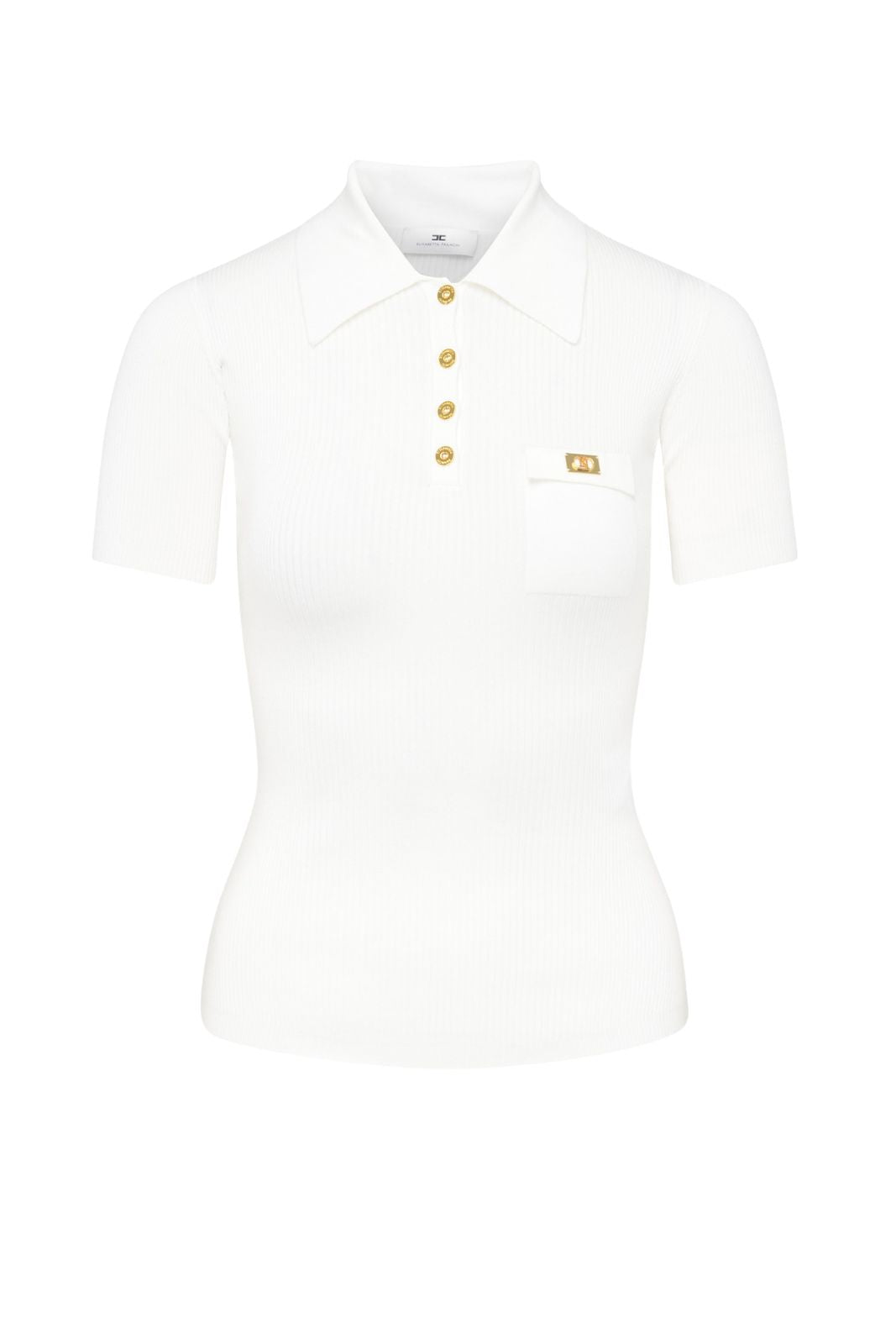 Elisabetta Franchi women's micro-ribbed polo shirt with pocket