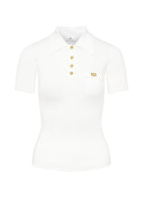 Elisabetta Franchi women's micro-ribbed polo shirt with pocket