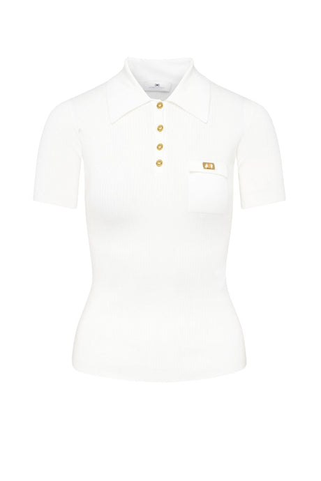 Elisabetta Franchi women's micro-ribbed polo shirt with pocket