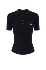 Elisabetta Franchi women's micro-ribbed polo shirt with pocket