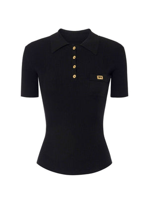 Elisabetta Franchi women's micro-ribbed polo shirt with pocket