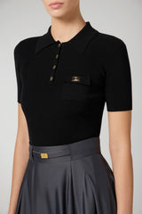 Elisabetta Franchi women's micro-ribbed polo shirt with pocket