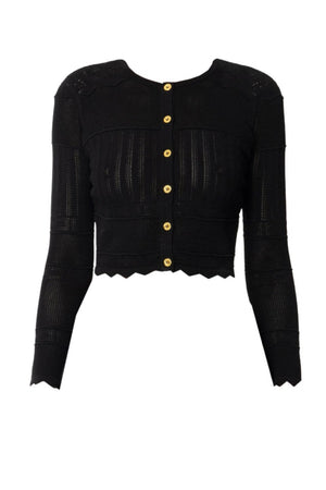 Elisabetta Franchi women's knitted cardigan with à jour embroidery