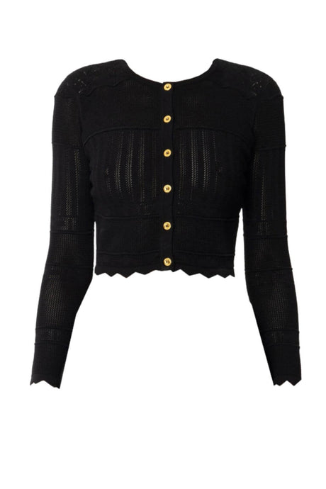 Elisabetta Franchi women's knitted cardigan with à jour embroidery