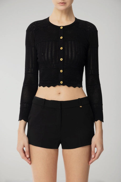 Elisabetta Franchi women's knitted cardigan with à jour embroidery