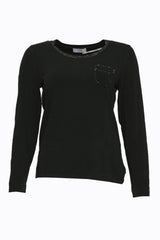Camiseta de mujer Via delle Perle con inserciones de diamantes de imitación