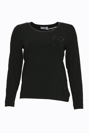 Camiseta de mujer Via delle Perle con inserciones de diamantes de imitación