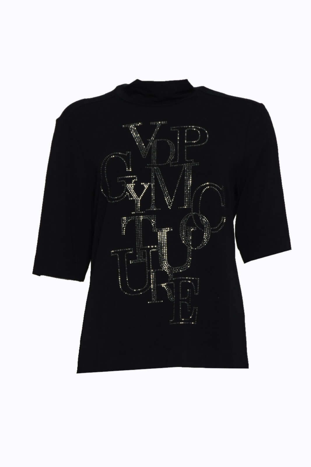Camiseta de mujer Via delle Perle con letras de diamantes de imitación