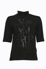 Camiseta de mujer Via delle Perle con letras de diamantes de imitación