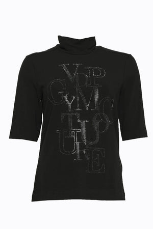 Camiseta de mujer Via delle Perle con letras de diamantes de imitación