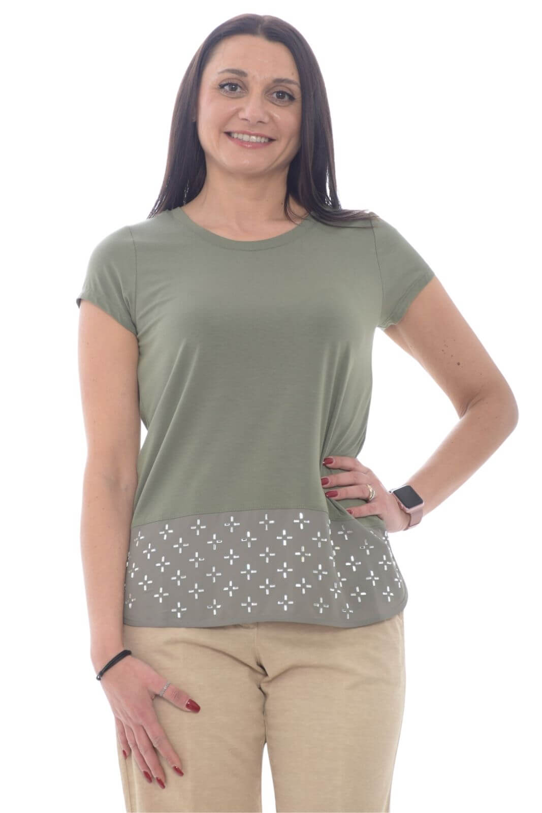 VDP T shirt Donna con strass sul fondo