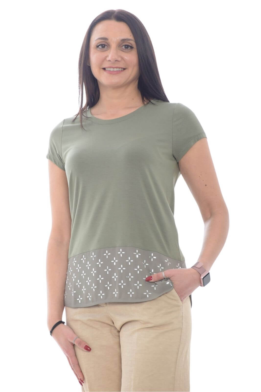 VDP T shirt Donna con strass sul fondo
