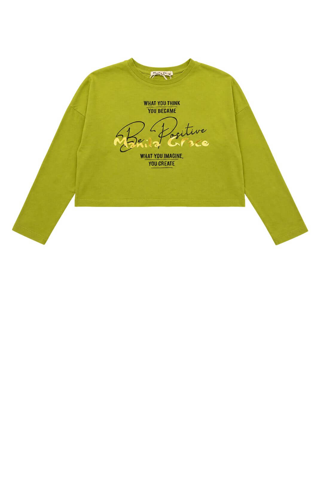 Manila Grace T-shirt Bambina Maniche Lunghe Crop