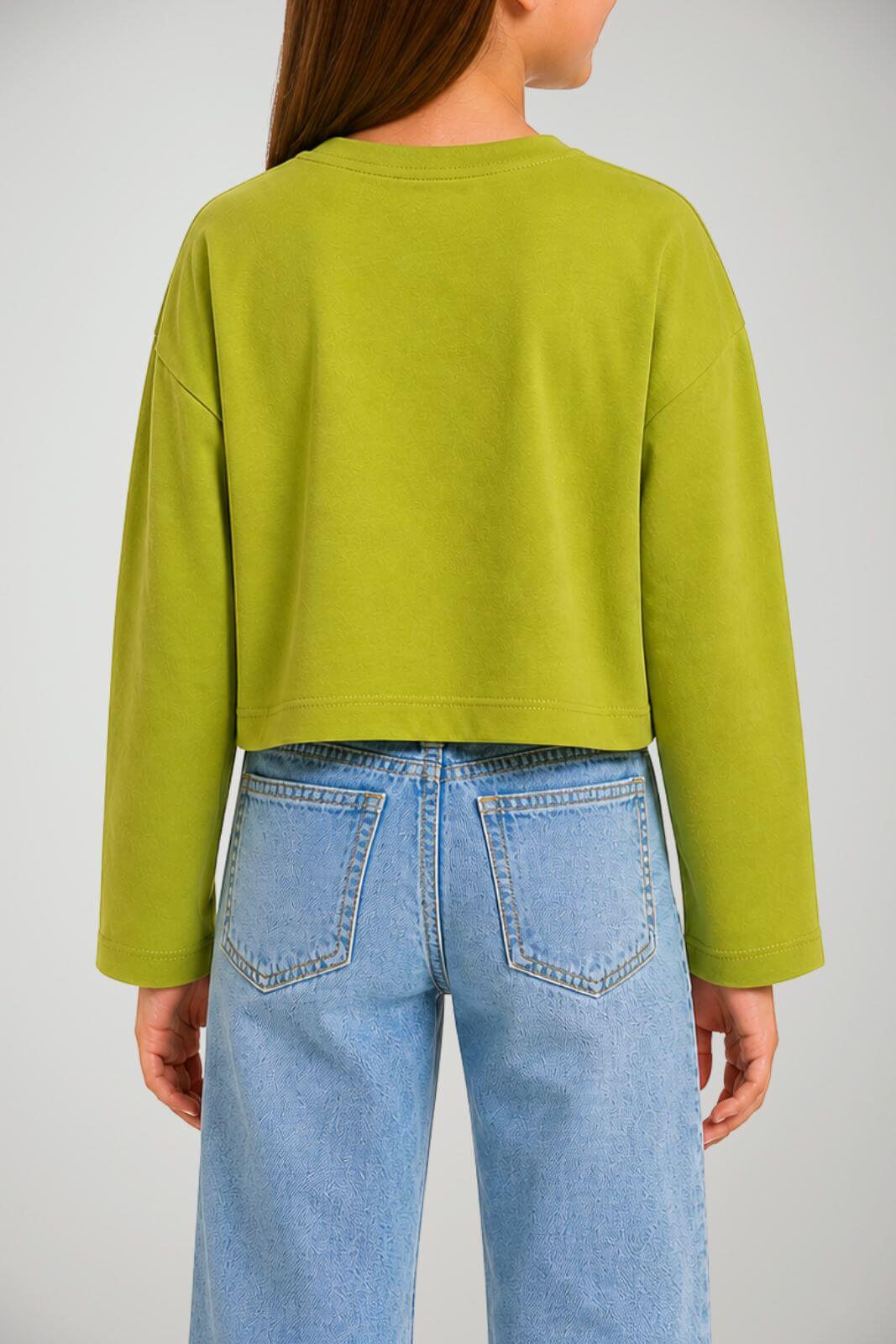 Manila Grace T-shirt Bambina Maniche Lunghe Crop
