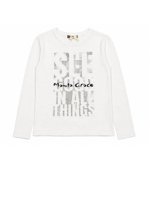 Manila Grace T-shirt Bambina maniche lunghe girocollo
